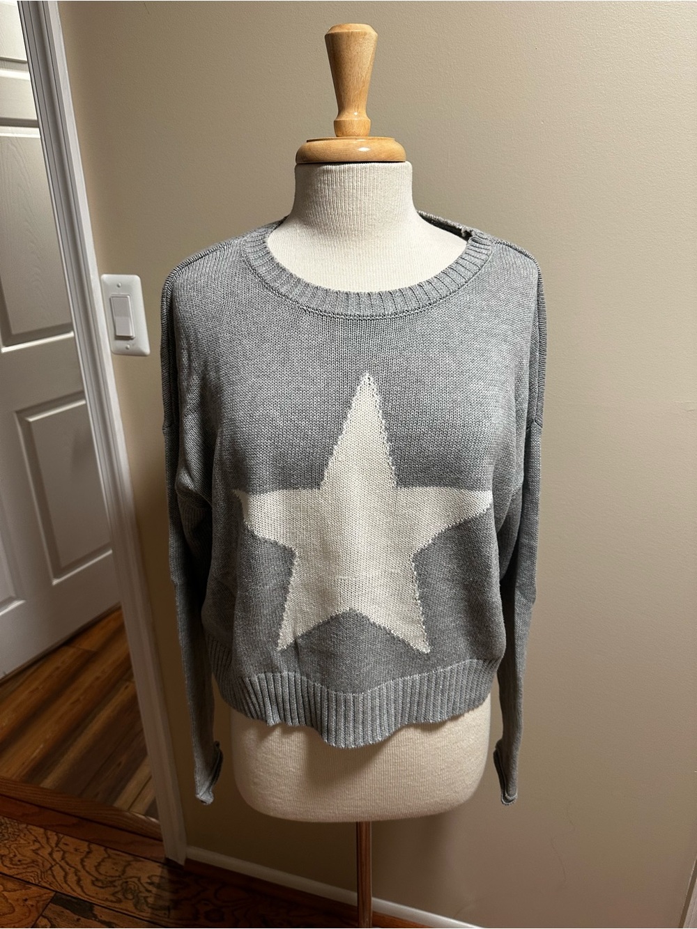 Z Supply Gray Crewneck Sweater with White Star